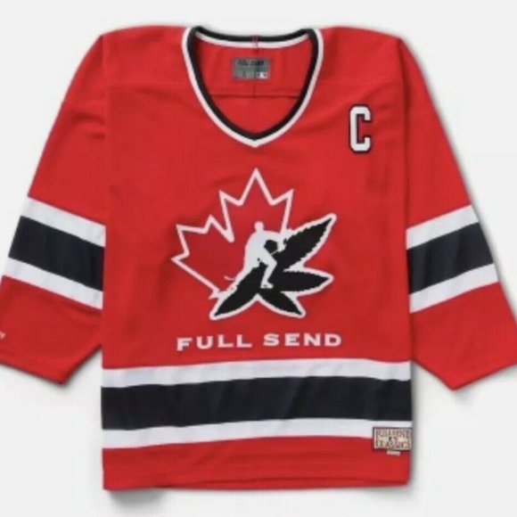 FULL SEND Classic Red Maple Leafs Hockey Jersey, by Nelk. Large. - Picture 2 of 2